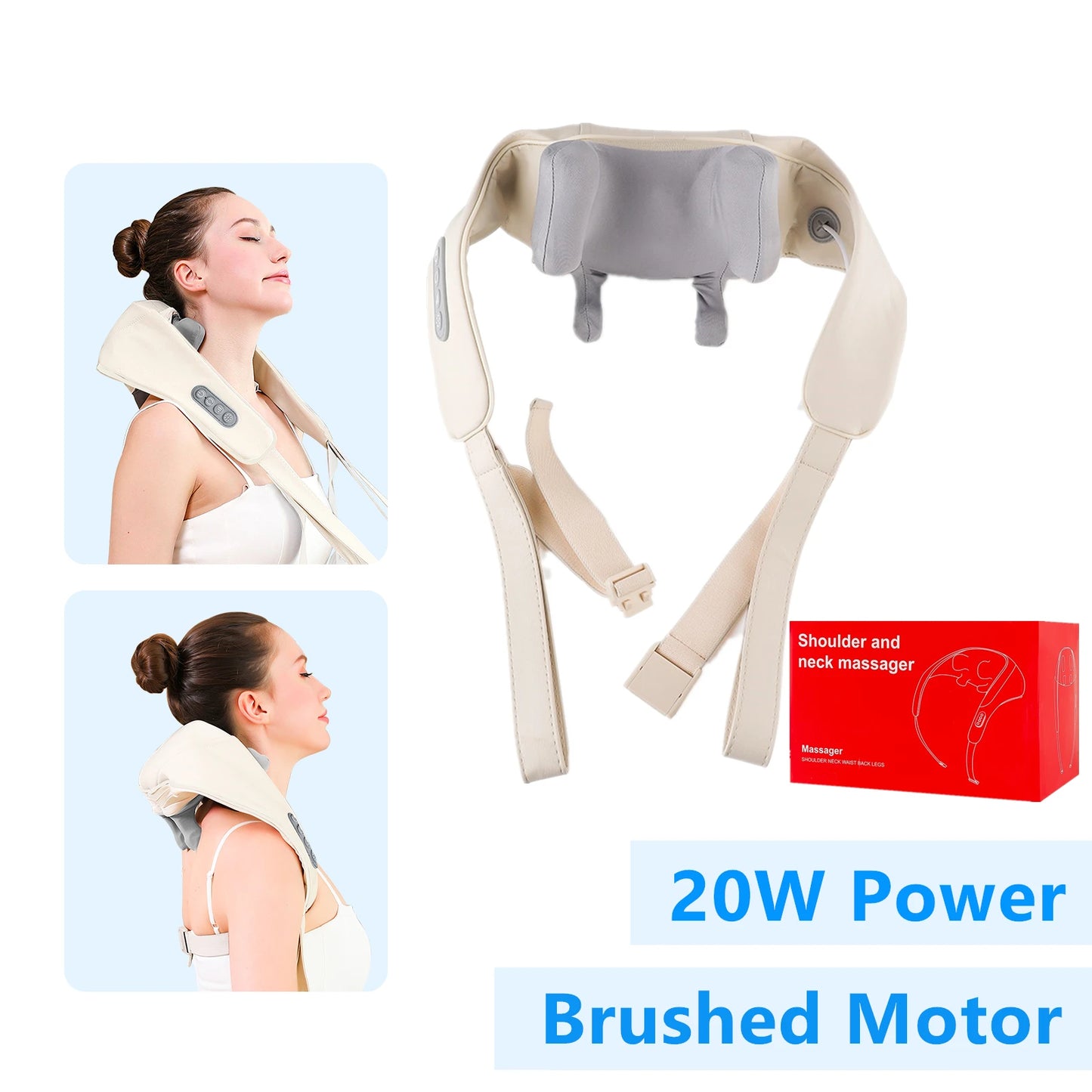 Foreverlily 26W Brushless Motor Neck And Shoulder Massager Wireless Shoulder And Back Kneading Massage Shawl Neck masajeador